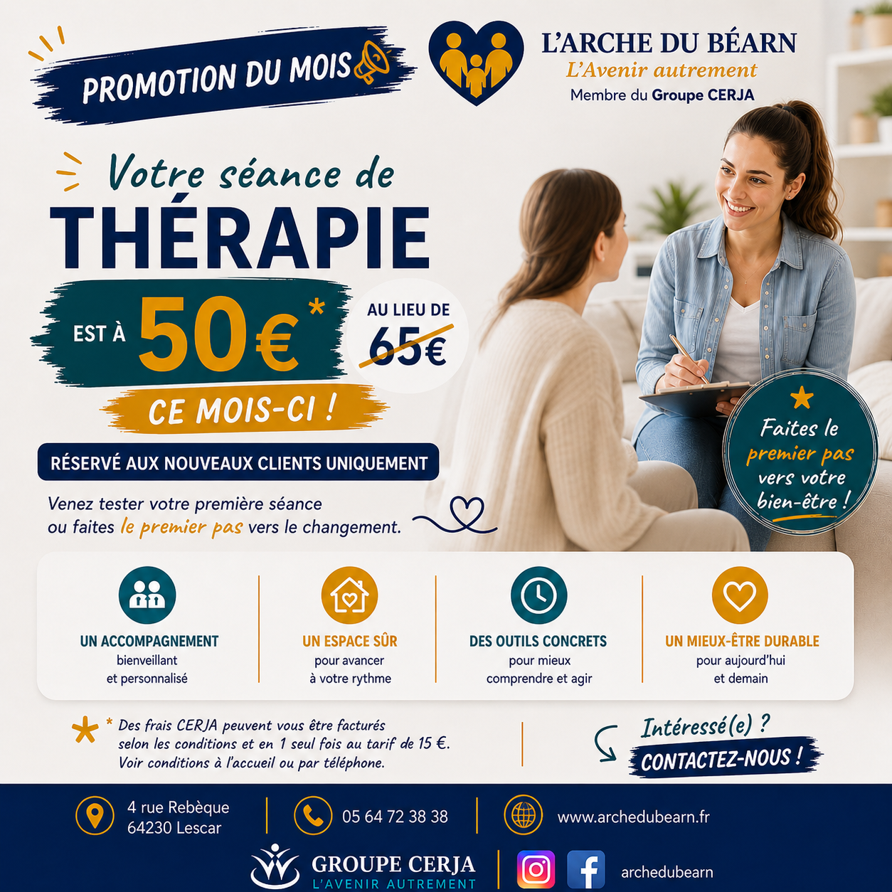 Promotion du mois - Séance de thérapie à 50 euros